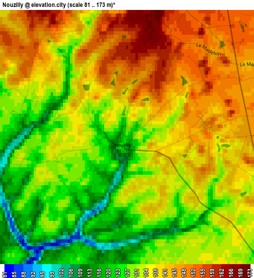 Nouzilly elevation map