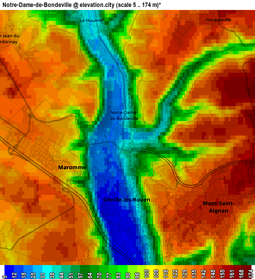 Notre-Dame-de-Bondeville elevation map