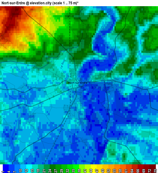 Nort-sur-Erdre elevation map