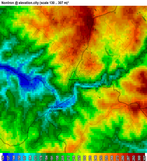 Nontron elevation map