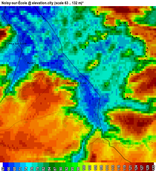 Noisy-sur-École elevation map