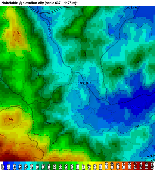 Noirétable elevation map