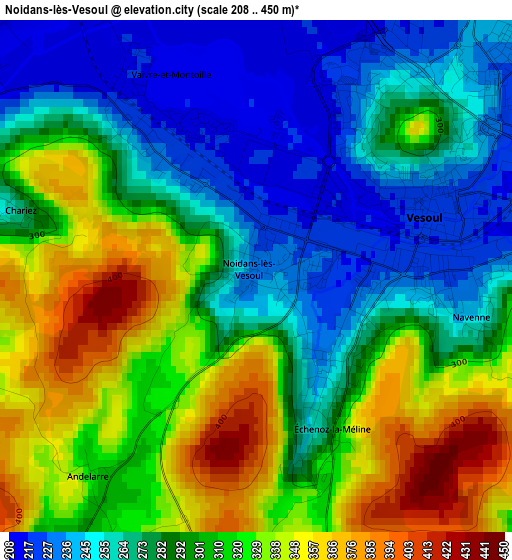 Noidans-lès-Vesoul elevation map