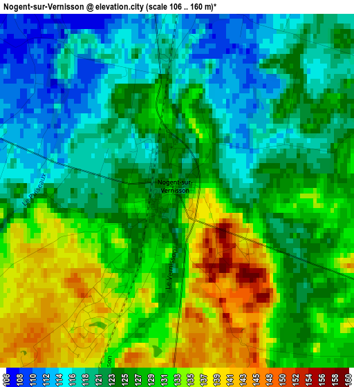 Nogent-sur-Vernisson elevation map