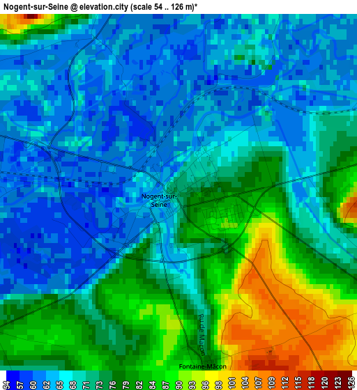 Nogent-sur-Seine elevation map