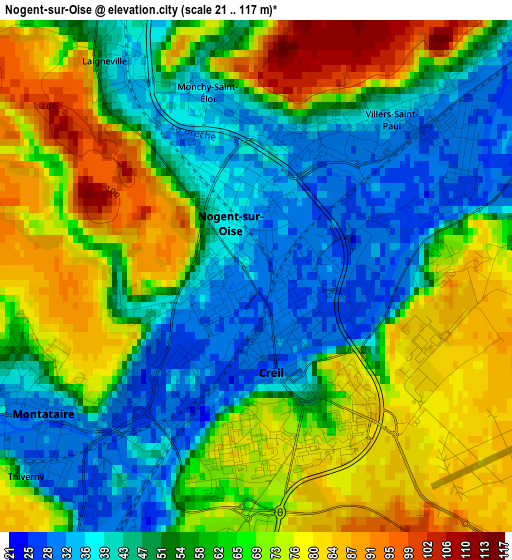 Nogent-sur-Oise elevation map