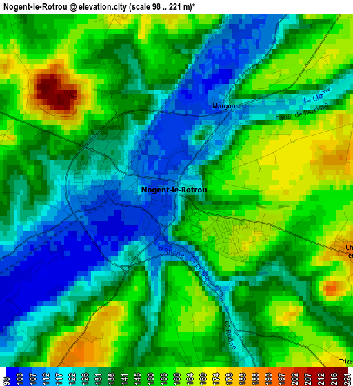 Nogent-le-Rotrou elevation map