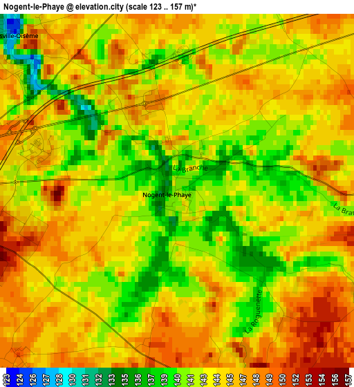 Nogent-le-Phaye elevation map