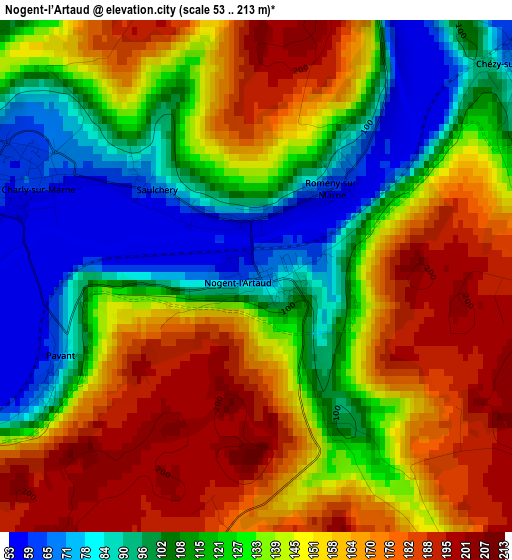 Nogent-l’Artaud elevation map