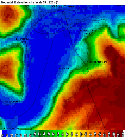 Nogentel elevation map