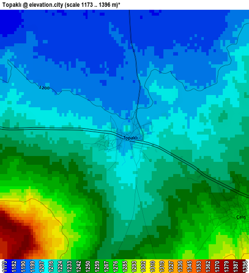 Topaklı elevation map