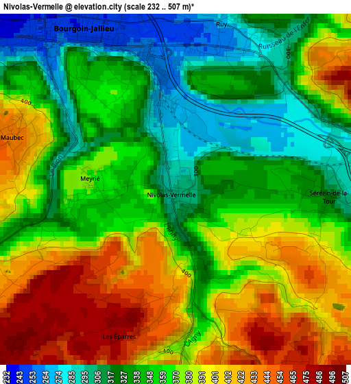 Nivolas-Vermelle elevation map