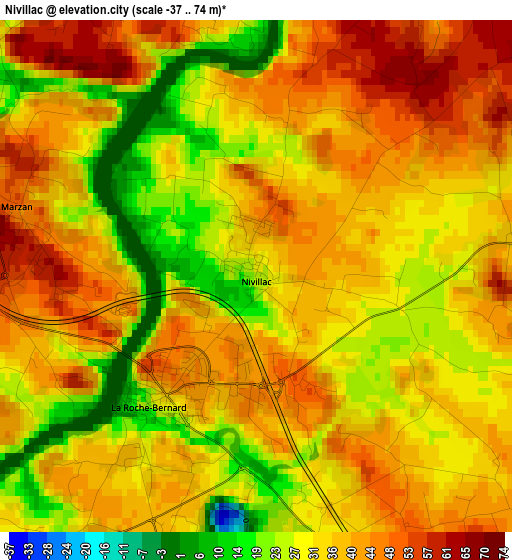 Nivillac elevation map