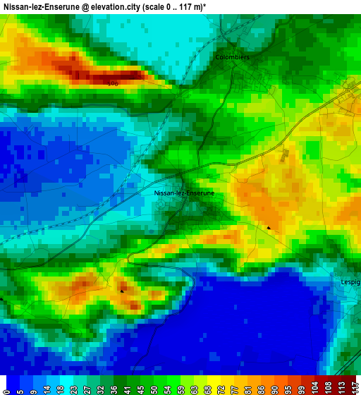 Nissan-lez-Enserune elevation map