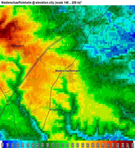 Niederschaeffolsheim elevation map