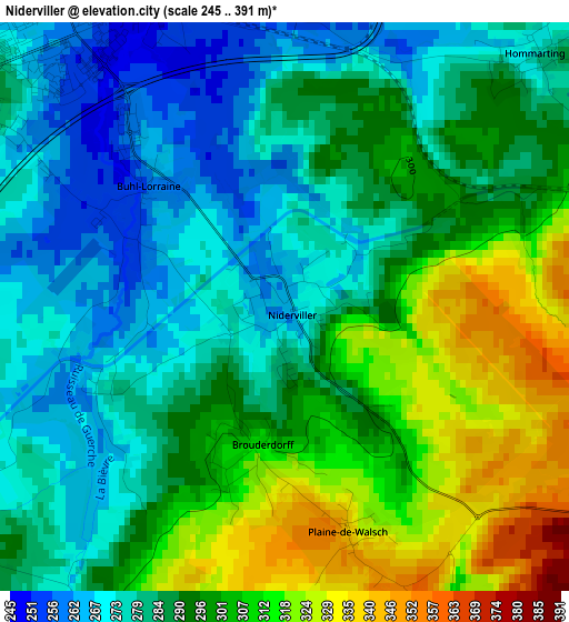 Niderviller elevation map