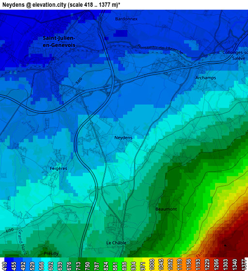 Neydens elevation map