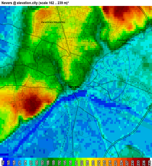 Nevers elevation map