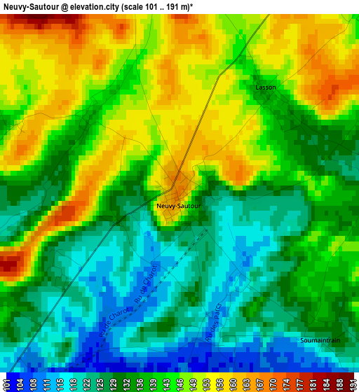 Neuvy-Sautour elevation map