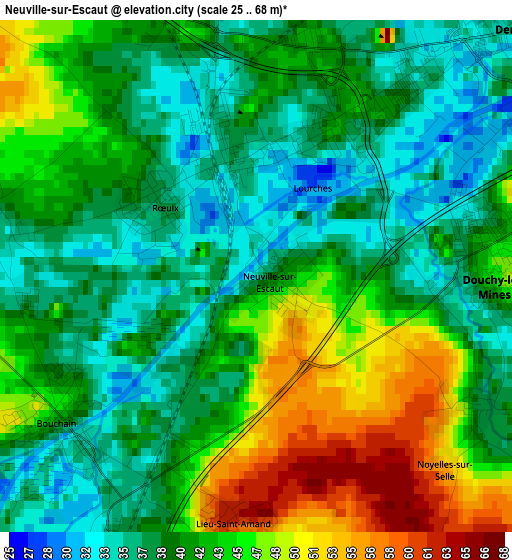 Neuville-sur-Escaut elevation map