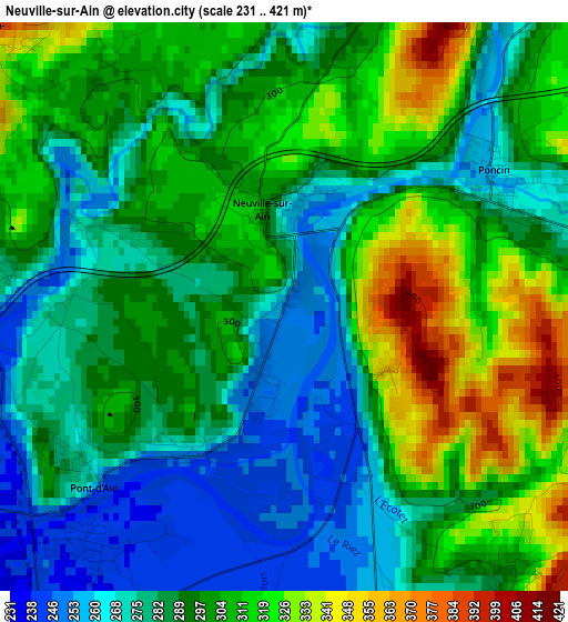 Neuville-sur-Ain elevation map