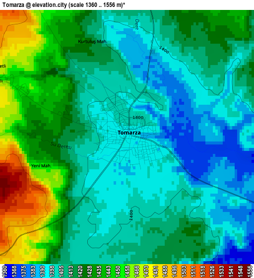 Tomarza elevation map