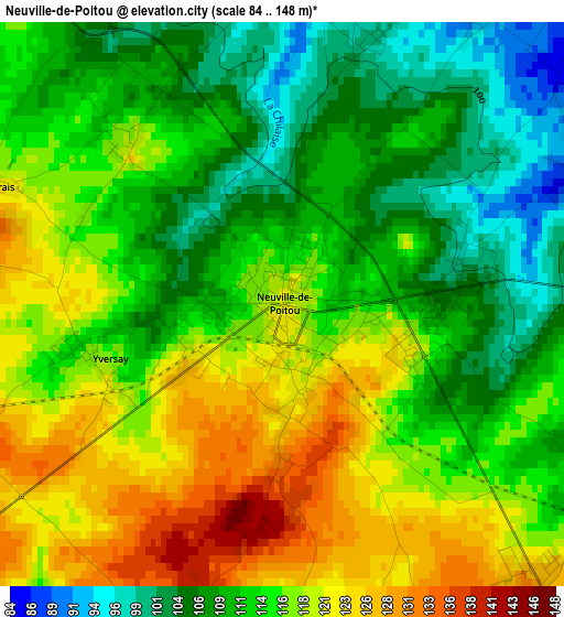 Neuville-de-Poitou elevation map