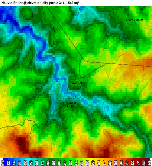 Neuvic-Entier elevation map