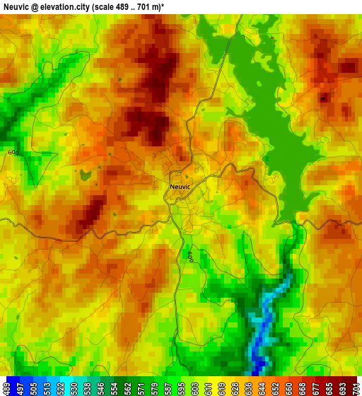 Neuvic elevation map