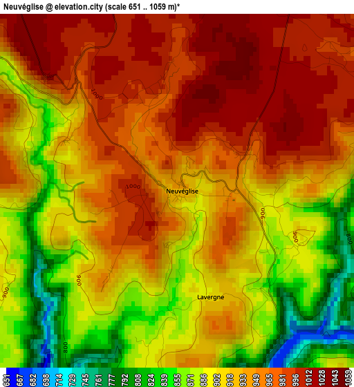 Neuvéglise elevation map