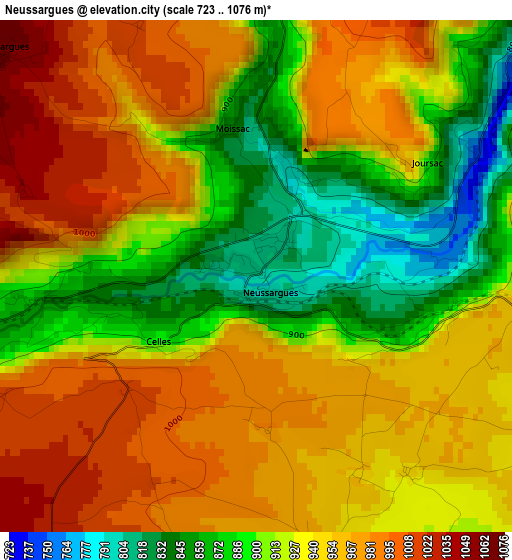 Neussargues elevation map