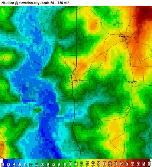 Neulliac elevation map