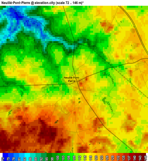 Neuillé-Pont-Pierre elevation map
