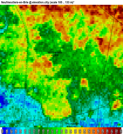 Neufmoutiers-en-Brie elevation map