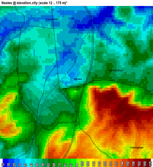 Nesles elevation map