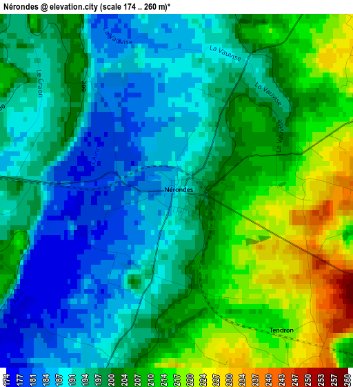 Nérondes elevation map