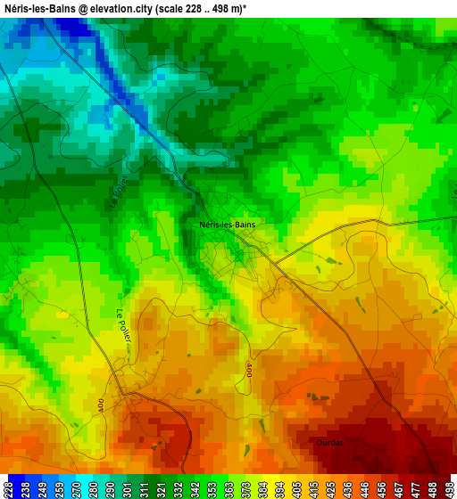 Néris-les-Bains elevation map