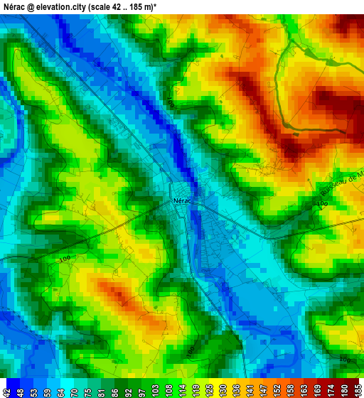 Nérac elevation map