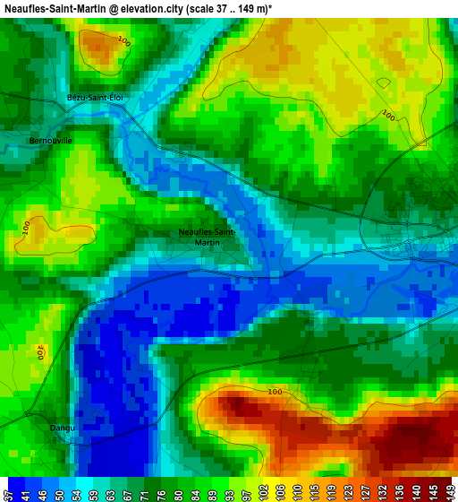 Neaufles-Saint-Martin elevation map