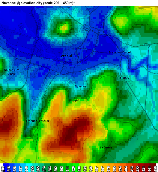 Navenne elevation map