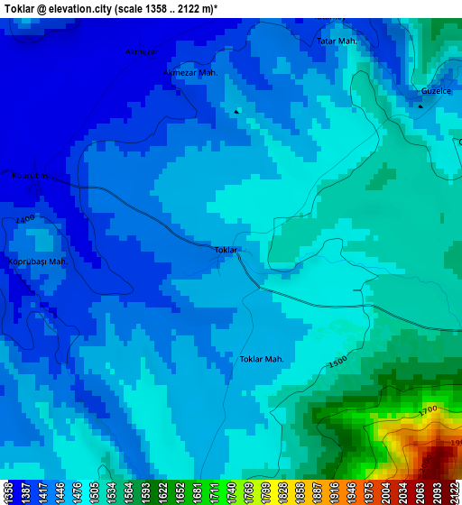 Toklar elevation map