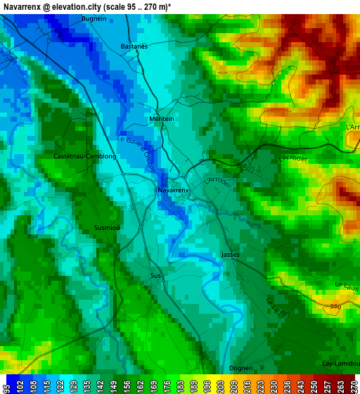 Navarrenx elevation map