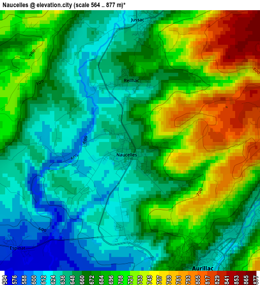 Naucelles elevation map