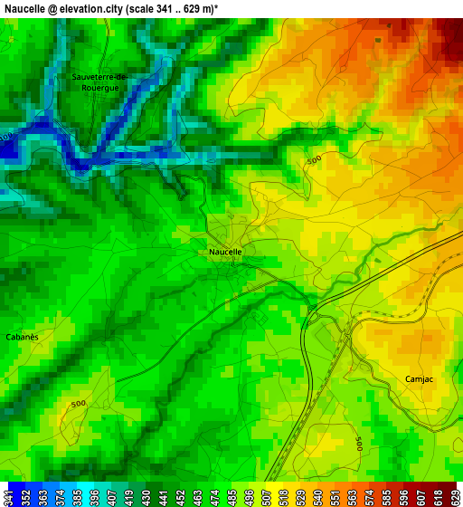 Naucelle elevation map