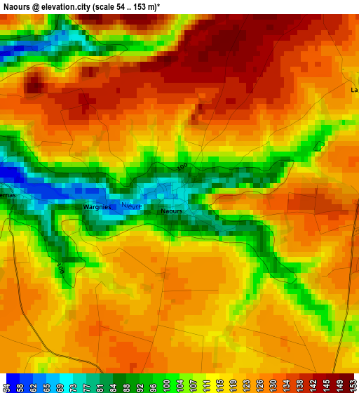 Naours elevation map