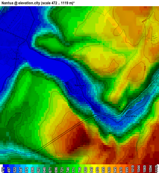 Nantua elevation map