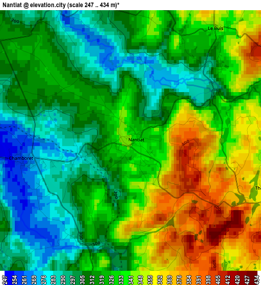 Nantiat elevation map