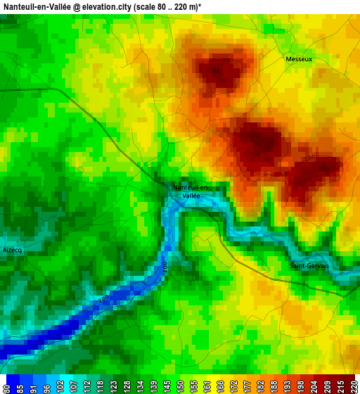 Nanteuil-en-Vallée elevation map