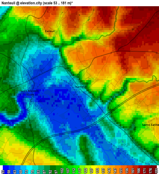 Nanteuil elevation map