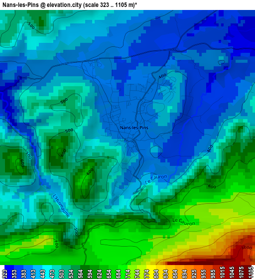 Nans-les-Pins elevation map